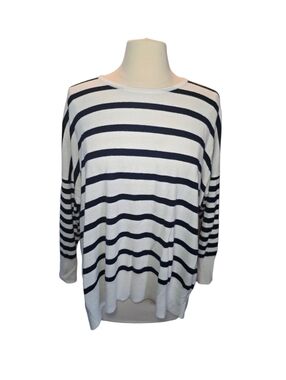 Mersea Amour Sweater Blue And White Heart On Elbows Size OS One Size